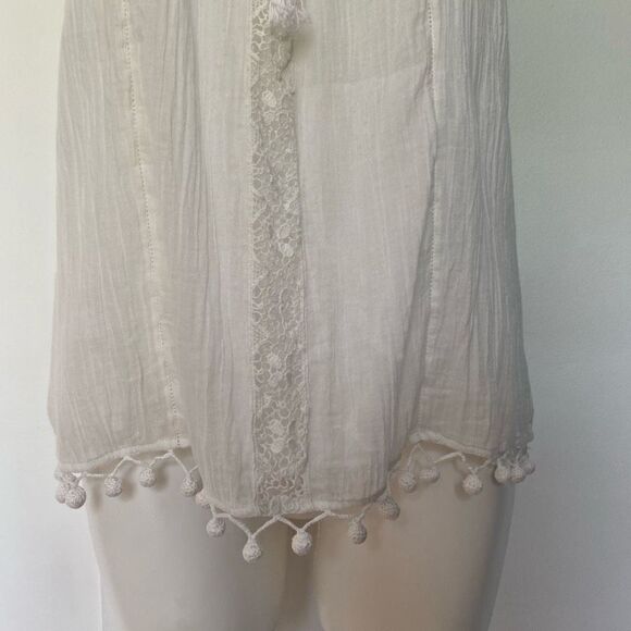 Joié tank top Boho Pom Pom trim crochet neck - Picture 4 of 9